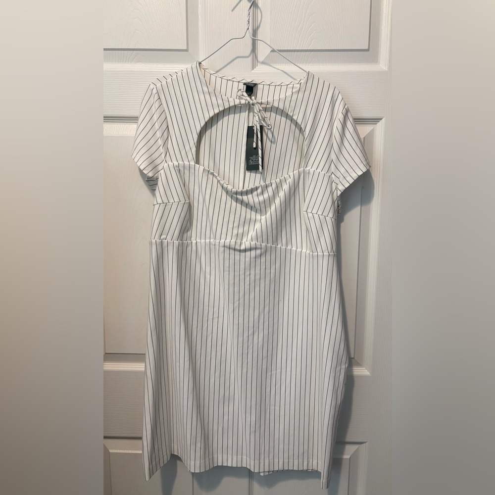 Wild Fable Ivory Top with Black Pinstripes
